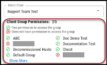 Users Page - Client Group Permissions